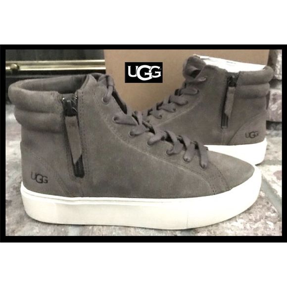 UGG  Women Olli Hi Top Grey Brush Suede Sneakers - Picture 5 of 6